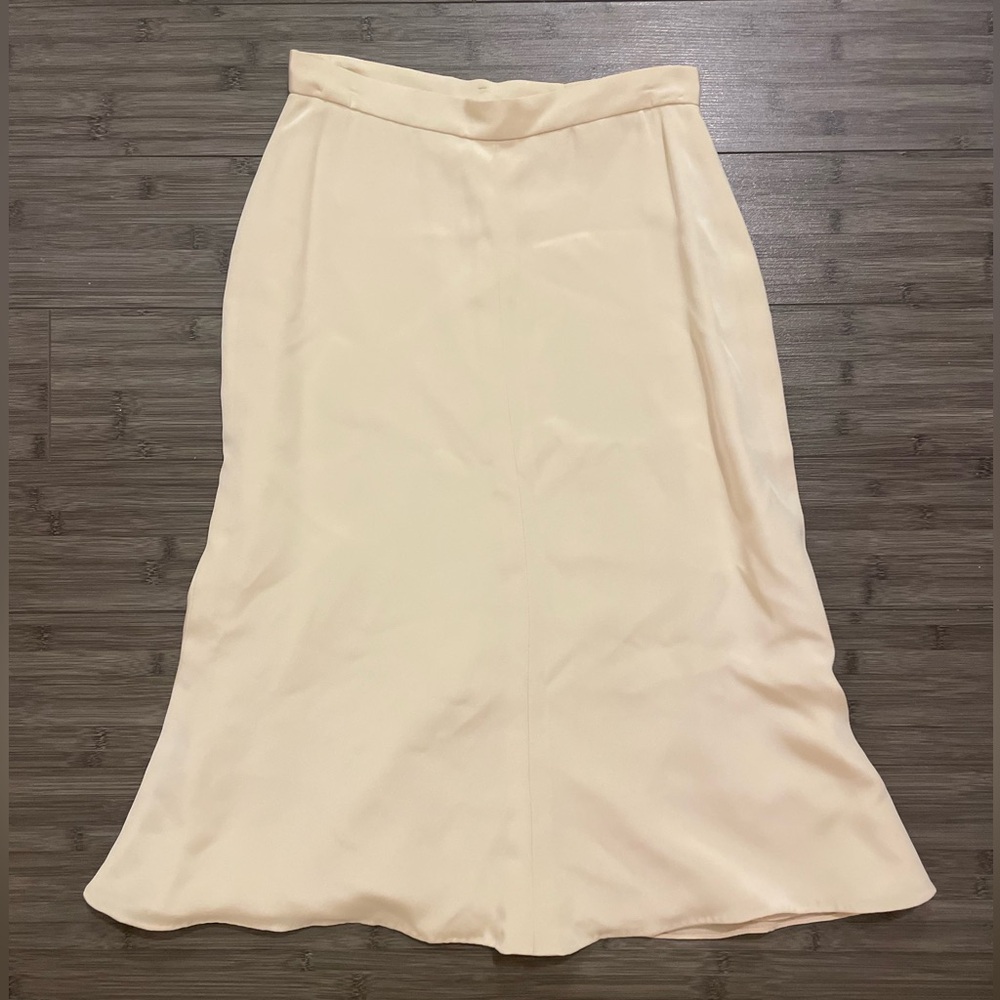 custom made satin layered ivory skirt